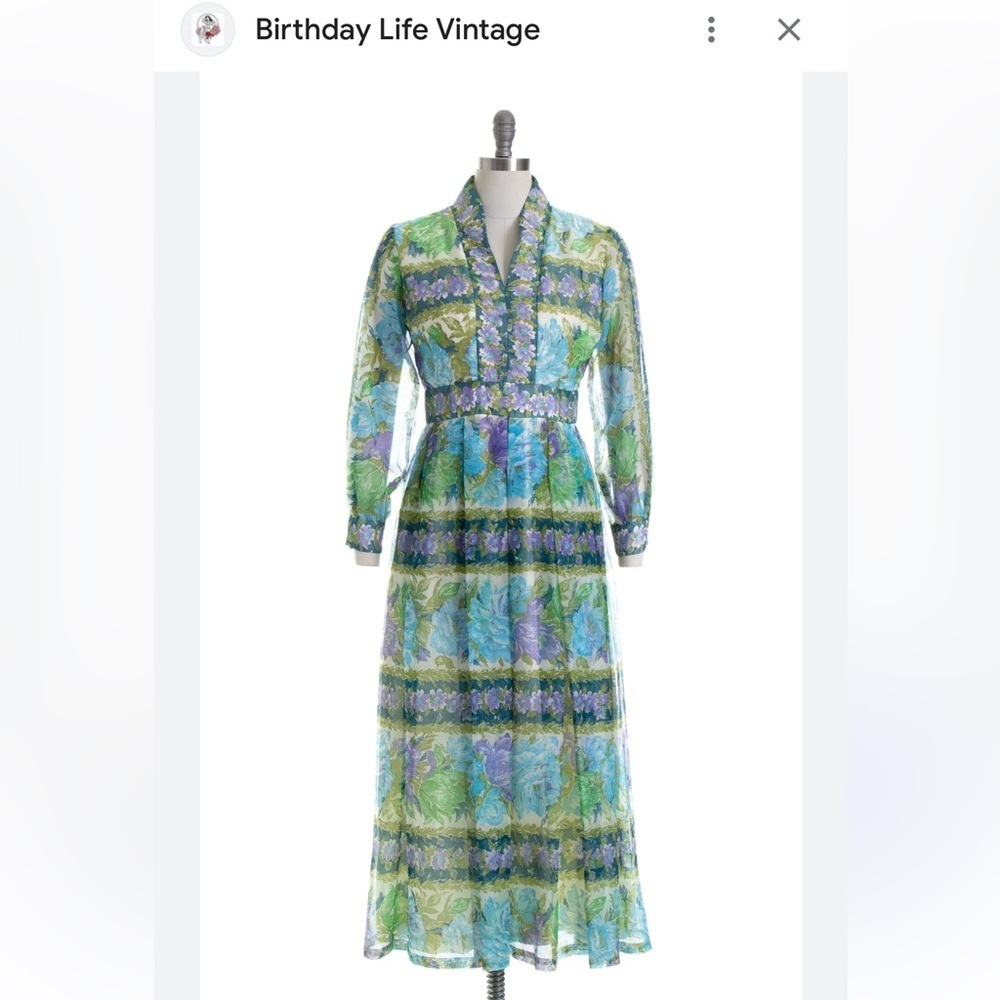 Avalon Blue and Green Floral Long Sleeve Dress